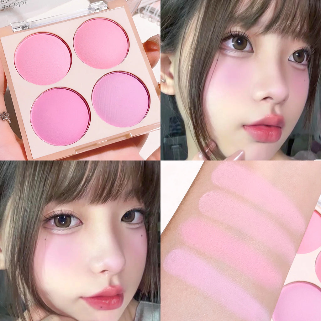 Vibrant Girl Ice Cream Four-Color Blush; Brightening, Natural Bare Makeup Effect, Pigmented, Matte, Fine Texture