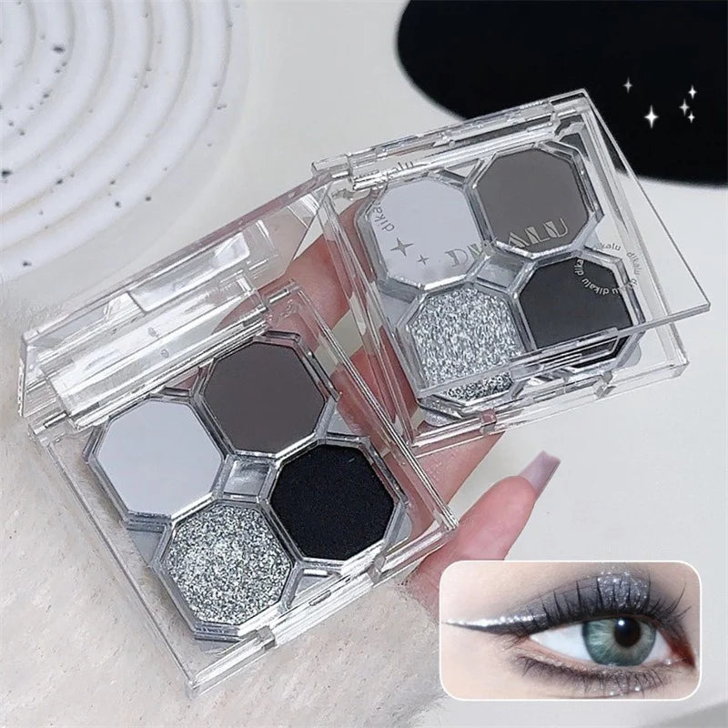 Black Light Star 4-color Eye Shadow Plate Smoky Makeup Dark Black Dark Cement Plate Cross-border Brightening Makeup Cosmetics