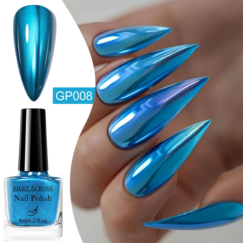 8ml Metallic Nail Polish Mirror Effect Fast Drying Long-Lasting Nails Art Polish DIY No Need Lamp Cure Manicure Nail Supplies