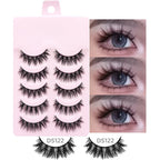 5 Pairs Manga Lashes Soft Natural Long False Eyelashes Anime Wispy Strip Lashes For Korean Doll Eye Makeup Look