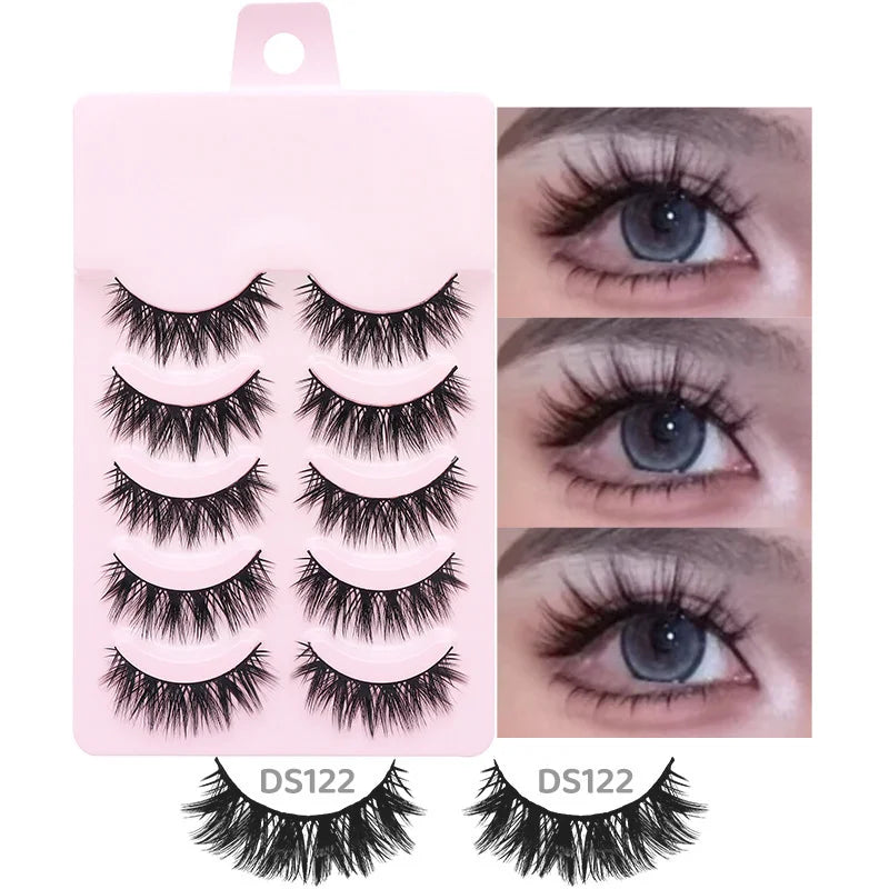 5 Pairs Manga Lashes Soft Natural Long False Eyelashes Anime Wispy Strip Lashes For Korean Doll Eye Makeup Look