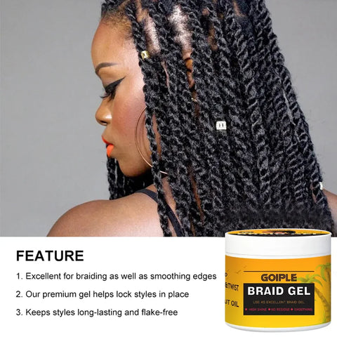 GOIPLE 100g Pineapple Scent Braid Gel Smooth Non-Flaking Hairstyle Fixative Cream Tames Frizz Stronghold Twists Hair Styling Gel