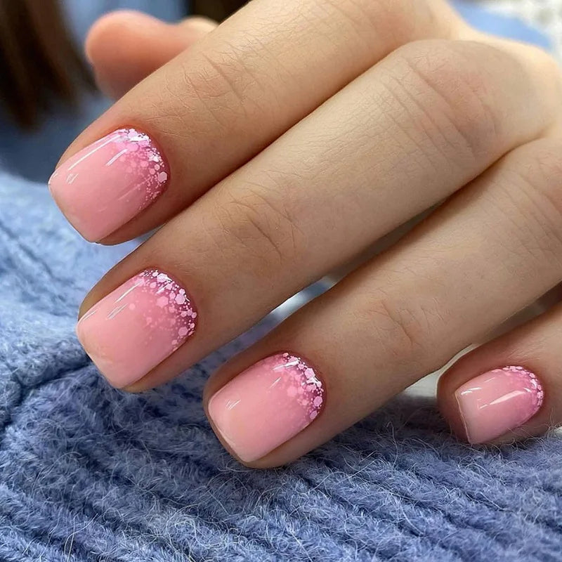 24 fake nails, duck nails almond nails fashionable wearable nails, ladies press nails, including 1 nail glue and 1 nail file