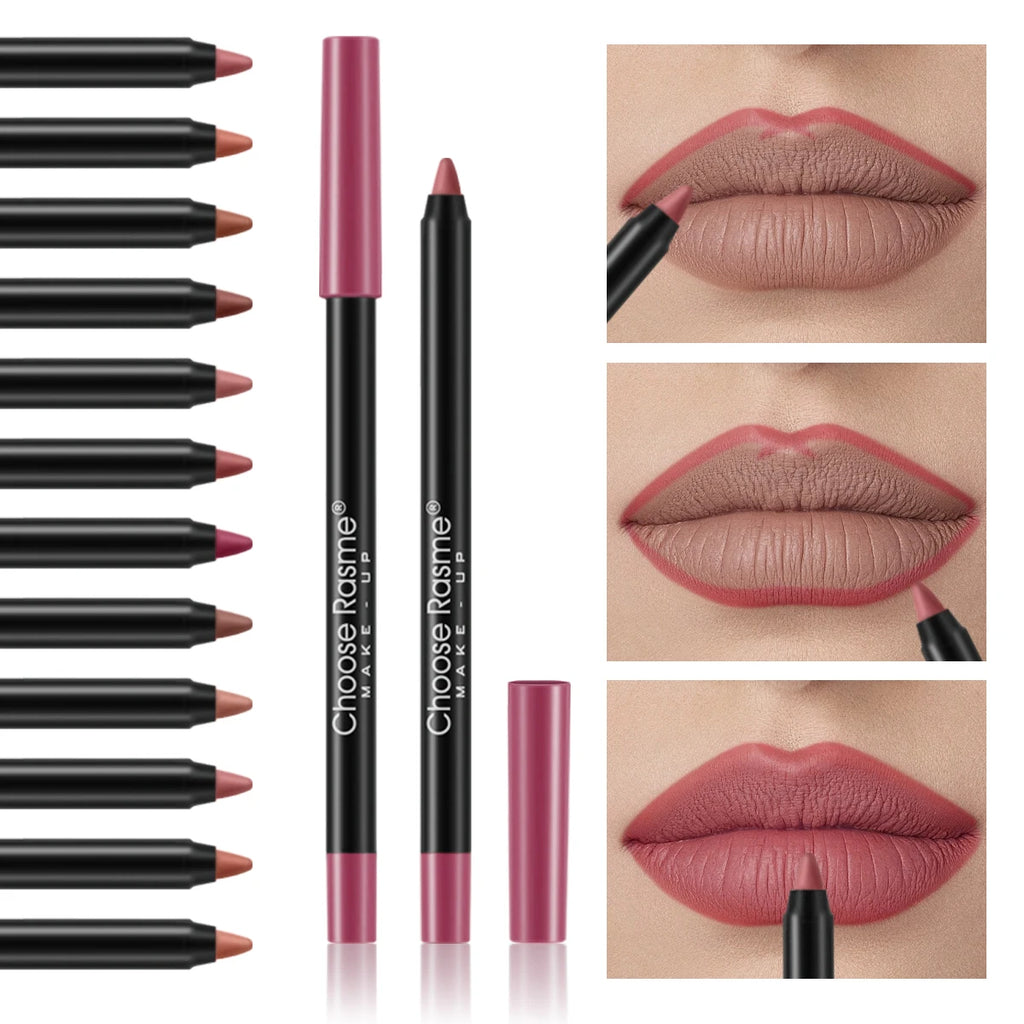 12 pcs Lip Liner Pencil Set Matte Lipliner Pencil Lipstick Waterproof Long Lasting Nude Contour Lipstick Pen Lip Tint Cosmetics