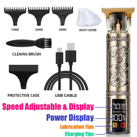 Professional Electric T9 Hair Clipper USB Cordless Beard Trimmer Haircut Grooming Kit Hair Cutting Machine for Stylists