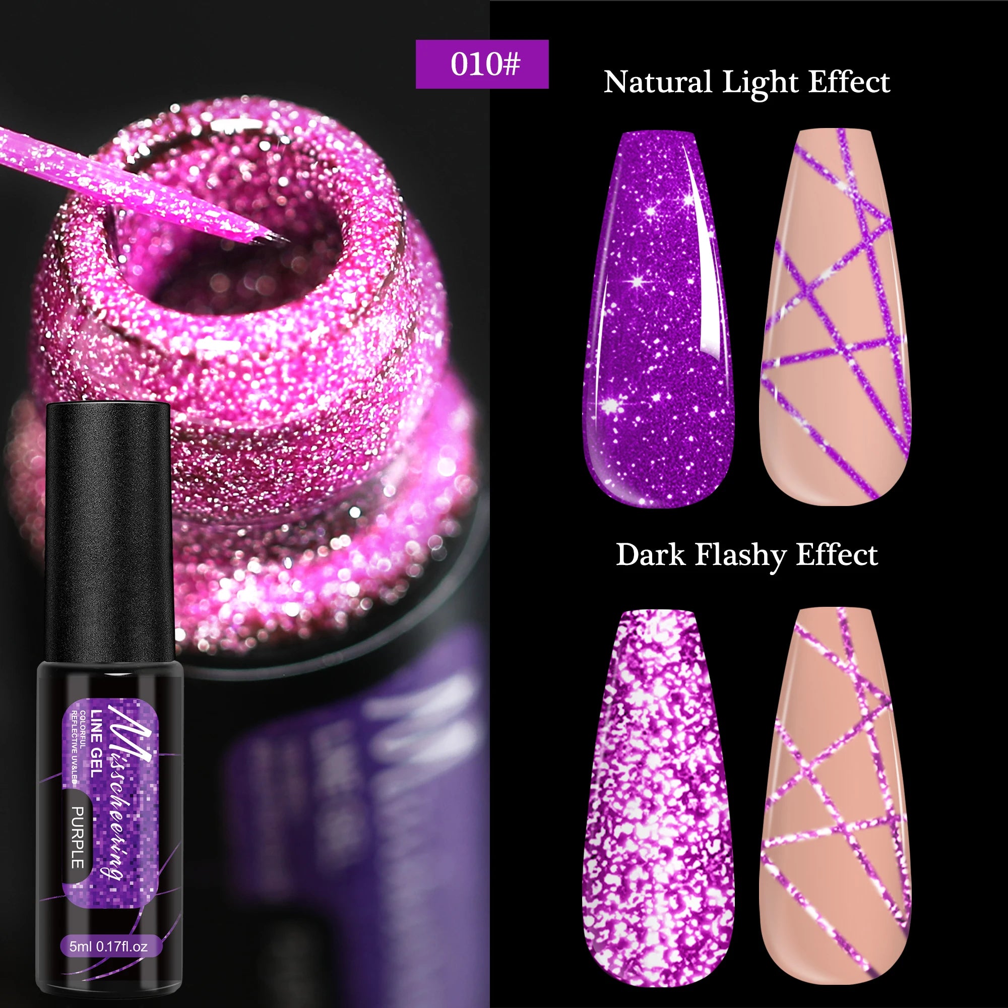 Gold Silver Metallic Liner Paint Gel Nail Polish Chrome Mirror Metal Effect Super Bright French UV LED Semi Permanent Nail Gel