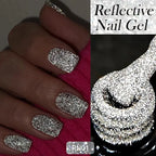 LILYCUTE 7ML Reflective Glitter Gel Nail Polish Bright Sparkling Silver Color Semi-permanent Soak Off Nail Art UV Gel Varnishes