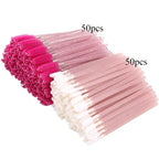 100pcs Disposable Makeup Brush Kit Crystal Mascara Wand Spoolies Lipstick Lip Gloss Applicator for Eyebrow Eyelash Extension