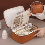 New PU leather makeup bag with large capacity, portable, and high-end outdoor feel, layered and multi-layer waterproof makeup ca