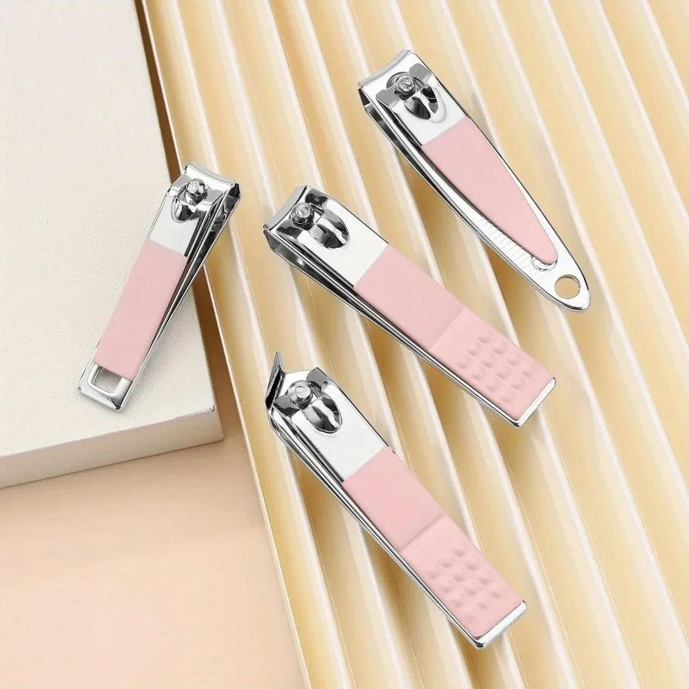 14 Piece Deluxe Nail Care Kit Pink & Blue Stainless Steel Manicure & Pedicure Set with Nail Scissors Clippers Ear Digging Spoon