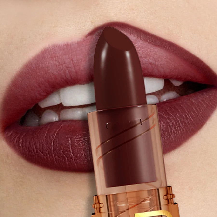 1PC Professional Lipstick Waterproof Lips Makeup Long Lasting Pigment Nude Brown Red Lipsticks Velvet Matte Lip Tint Cosmetics