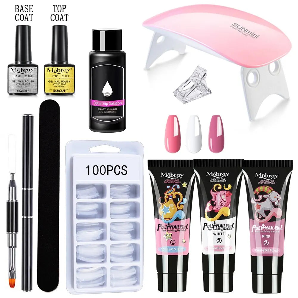 Poly Nail Gel Set 6W LED Lamp Full Manicure Set Vernis Semi Permanent Quick Extension Nail Kit Gel Set For Nails Tool Kit
