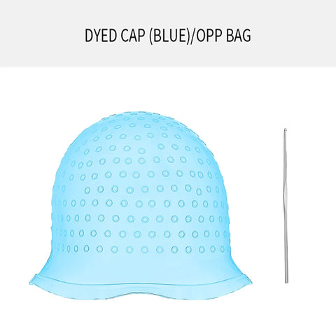 1set Silicone Highlighting Cap with Hook Needle Reusable Hair Dye Cap Set Barber Professional Hair Coloring Salon Hair Tools