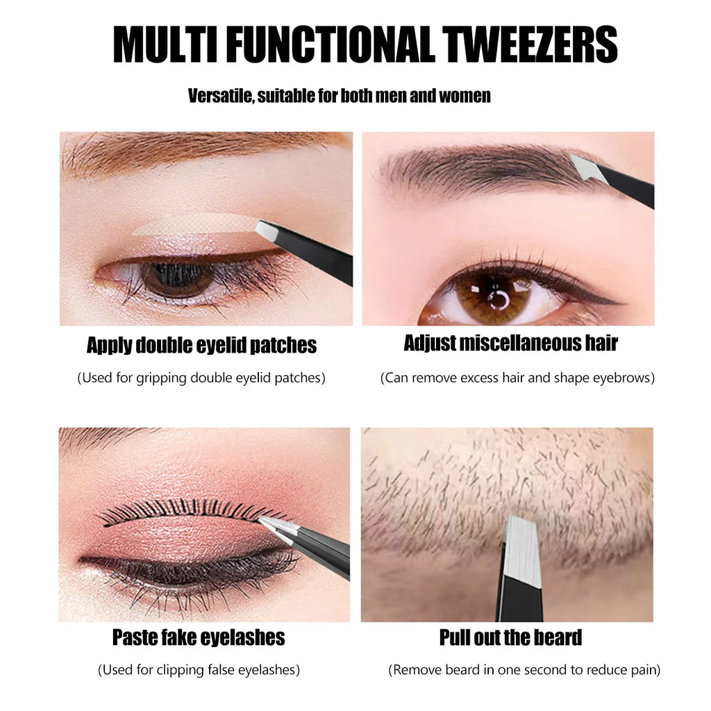 6/8PCS Eyebrow Tweezers Set Professional Stainless Steel Tweezer With Eyebrow Knife Scissors For Beauty Facial Hair Removal Tool