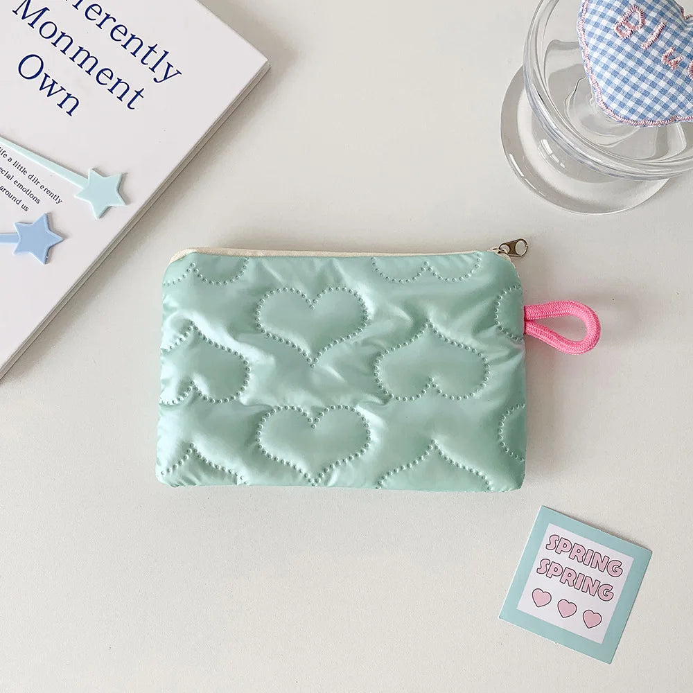 Instagram Bow Silver Shiny Makeup Bag Small Portable Carrying Bag Earphones Data Cable Storage Bag Wallet