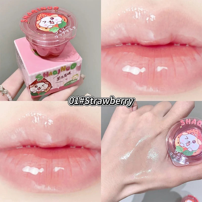Shaqinuo Jelly Lip Mask Moisturizing and Hydrating Sleep Fruit Lip Balm for Students, Reduces Lip Lines, Prevents Dryness and Cracking, Christmas Gift, Essential for Autumn and Winter
