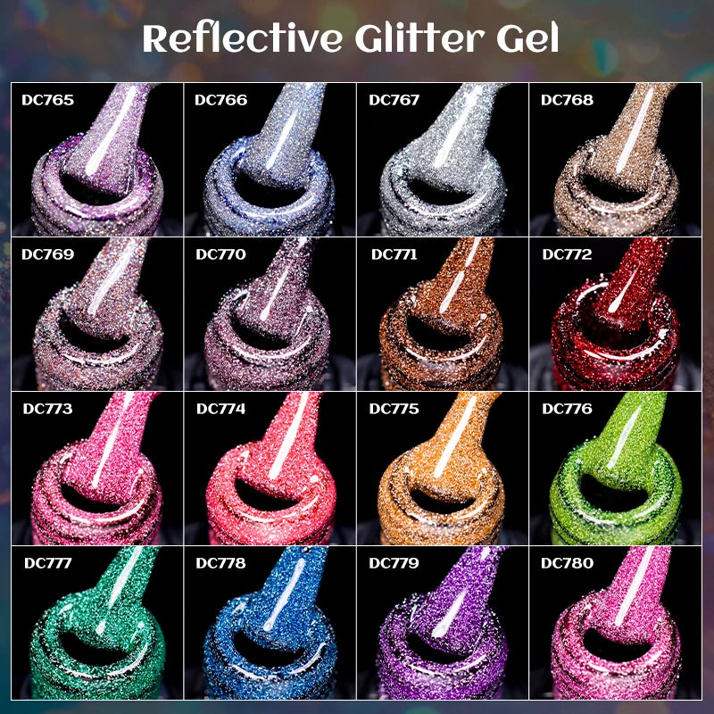 7ml Champagne Gold Sliver Reflective Nail Gel Polish Sparkling Shining Glitter Pink Red Nail Supplies Semi Permanent Gel Varnish