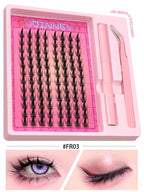 GROINNEYA Manga Lash Clusters Kit Cat Lashes with Lash Bond & Seal Cluster Eyelash Extensions Eyelash Clusters Kit DIY Lashes
