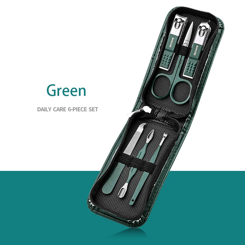 7-18 Pcs Manicure Set Nail Clippers Kit Professional Stainless Steel Nail Care Tools with Leather Travel Case For Man and Women