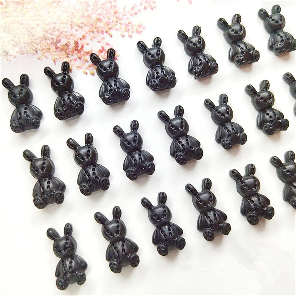 10Pcs Pink Gold Bear Nail Charms Japanese Cartoon Jewelry Nails Art Decoration 3D Rabbit Bear Manicure Accessories For Girl Lady
