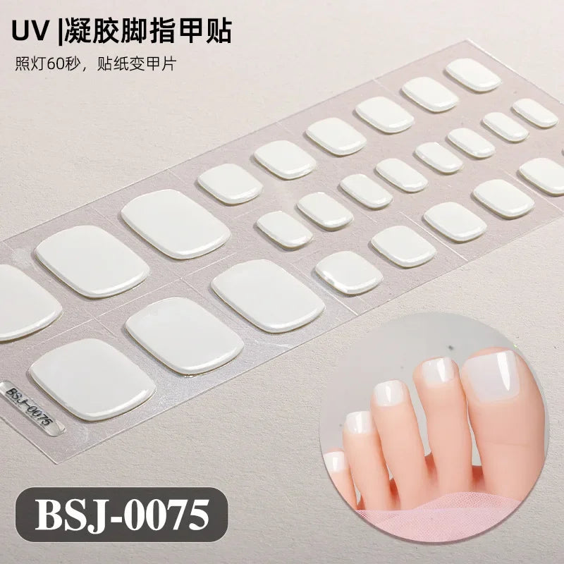 26Tips French Leopard Print UV Gel Toenail Sticker Bronzing Dye Gradient Cross-border Semi Baked Gel Nail Sticker UV Lamp Needed