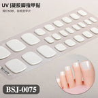 26Tips French Leopard Print UV Gel Toenail Sticker Bronzing Dye Gradient Cross-border Semi Baked Gel Nail Sticker UV Lamp Needed