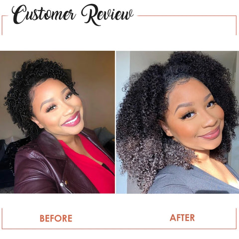 Alibele Mongolian Afro Kinky Clips In Human Hair Extensions 8 Pieces 120G/Set Brazilian Remy Hair Clip In 10-24" Inch For Women