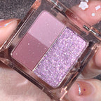3Color Glitter Purple Eyeshadow Palette Mini Portable Earth Color Matte Eyeshadow Long Lasting Waterproof Shimmer Pigment Makeup