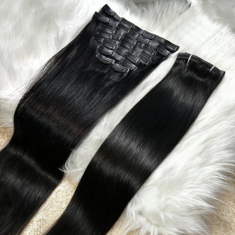 24 Inch Clip in Human Hair Extensions Peruvian Hair 120g/9pcs Straight Natural Black Clip in Real Soft 100% Human Hair Deals