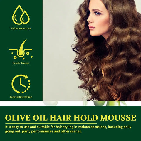 Curly Hair Mousse Fluffy Olive Oil Hair Styling Tool Anti-Frizz Hair Foam Shaping Cream Hydrating Nourishing Elastin Hair Mousse
