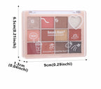 12-in-1 Eyeshadow Palette - Heart Design with Matte & Shimmer Browns, Soft Micro-Sparkle, Long-Lasting & Highly Pigmented