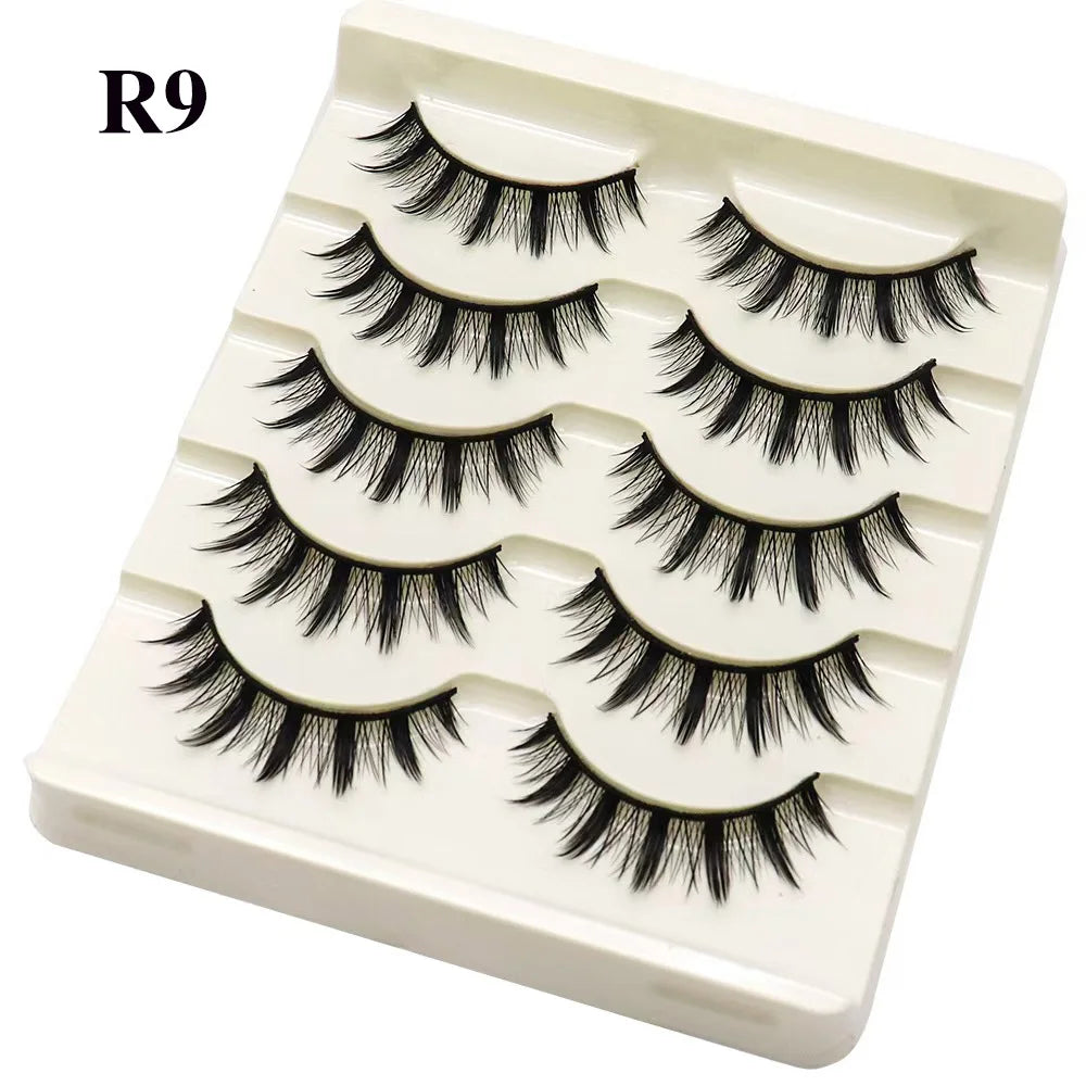 Natural Long Cosplay Makeup Cross Strip False Eyelashes Black Eye Lashes and Cat Eye Lashes 5pairs Mink Eyelashes Faux Cilios
