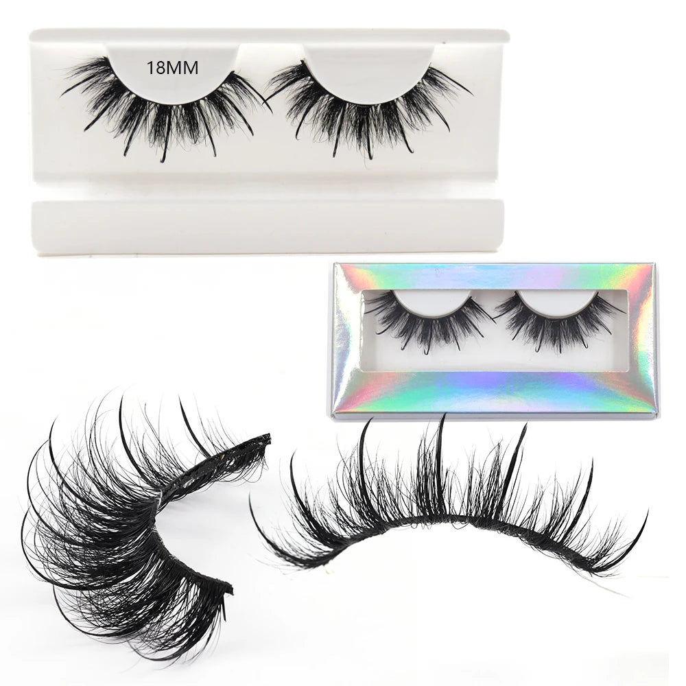 New Spike Real Mink Lashes High Quality 16mm 18mm 20mm 25mm Volume Fluffy Wispy Strip Lashes Suppliers Wholesale Mink Eyelashes