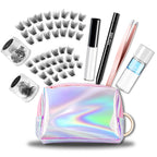 DIY Eyelash Extension Kit With 3D Volume 12/14mm Lash Clusters Individual Lashes Coating Remover Tweezers Eyelash Glue