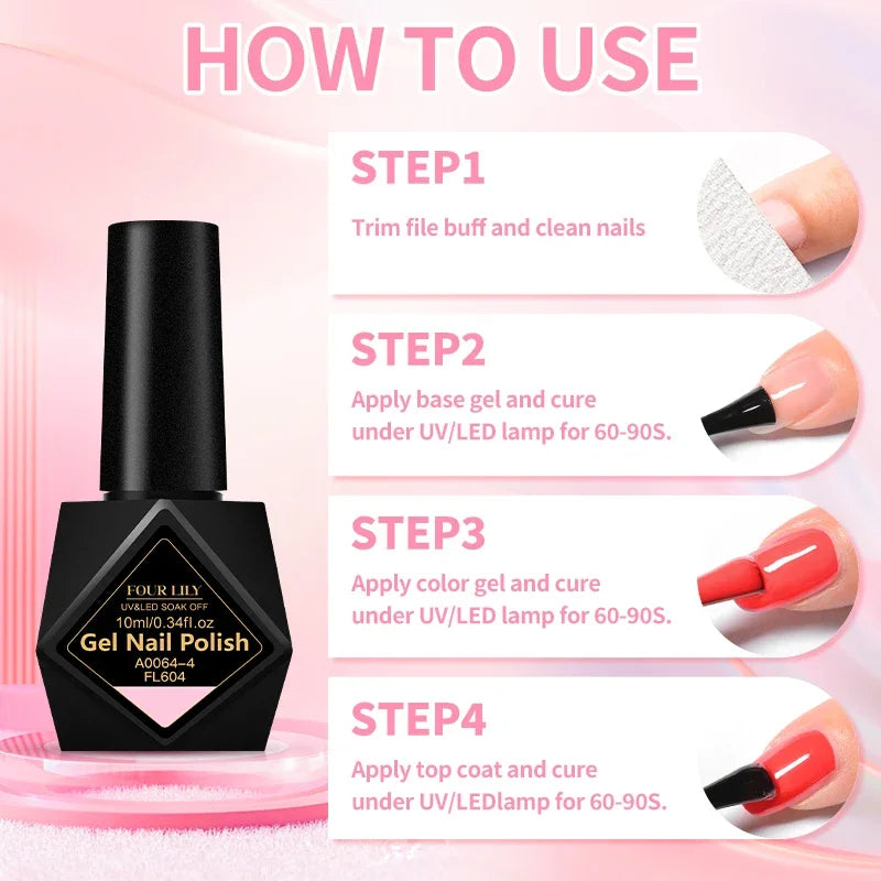 10ml Gel Nail Polish 162 Colors Nail Supplies Vernis Semi Permanent Nail Art Manicure Soak Off LED UV Gel Nail Varnishes Summer