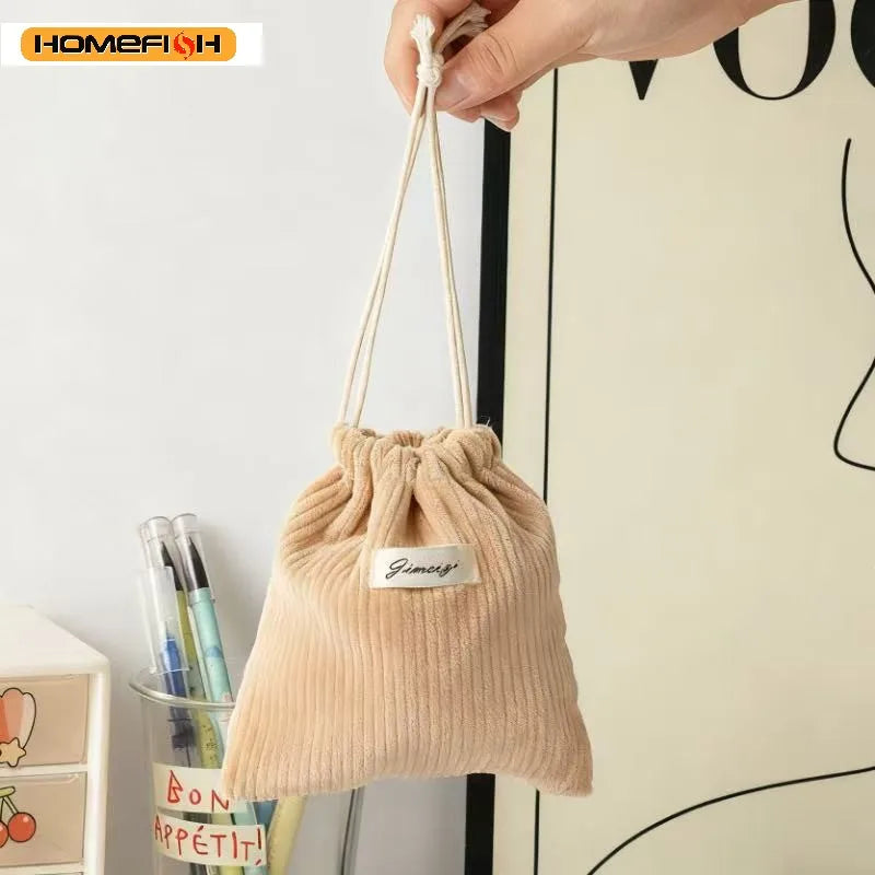 HOMEFISH Corduroy Drawstring Bag Christmas Gift Candy Jewelry Cosmetics Coins Keys Organizer Packing Bags Storage Bag Pouch