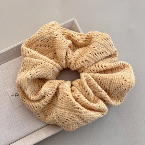 Soft Chenille Velvet Hair Scrunchies Large Hair Ties For Women Hollow Out Corduroy Head Bands Winter Warm Ponytail Holder 1Pc