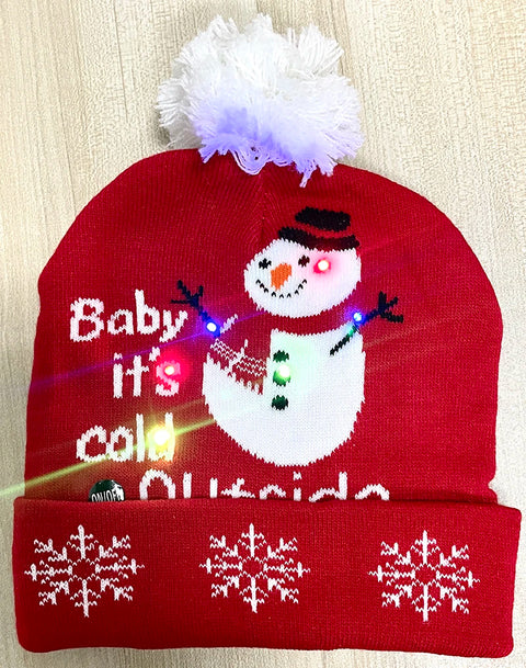 NEW 50 Designs LED Christmas Hats Beanie New Year Knitted Illuminate Warm Hat Christmas Tree Snowman Kids Adults Hat