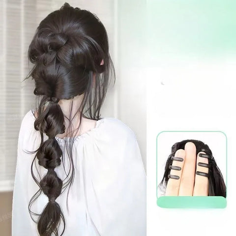 45cm Summer Ins Style Synthetic Braided Bubble Braids Wig Clip Sweet Girl Natural Fluffy Twisted Ponytail Hair Extension