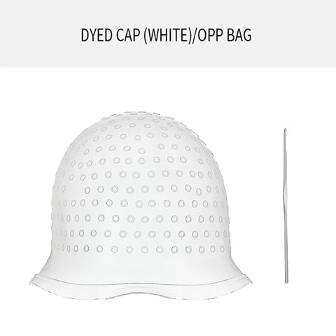 1set Silicone Highlighting Cap with Hook Needle Reusable Hair Dye Cap Set Barber Professional Hair Coloring Salon Hair Tools