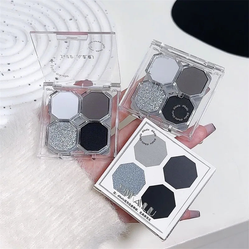 Black Light Star 4-color Eye Shadow Plate Smoky Makeup Dark Black Dark Cement Plate Cross-border Brightening Makeup Cosmetics