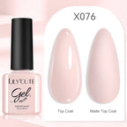 LILYCUTE Nude Crystal Rubber Base Gel Nail Polish Natural Color Semi Permanent UV Gel Soak Off Self Leveling Nail Gel Varnishes