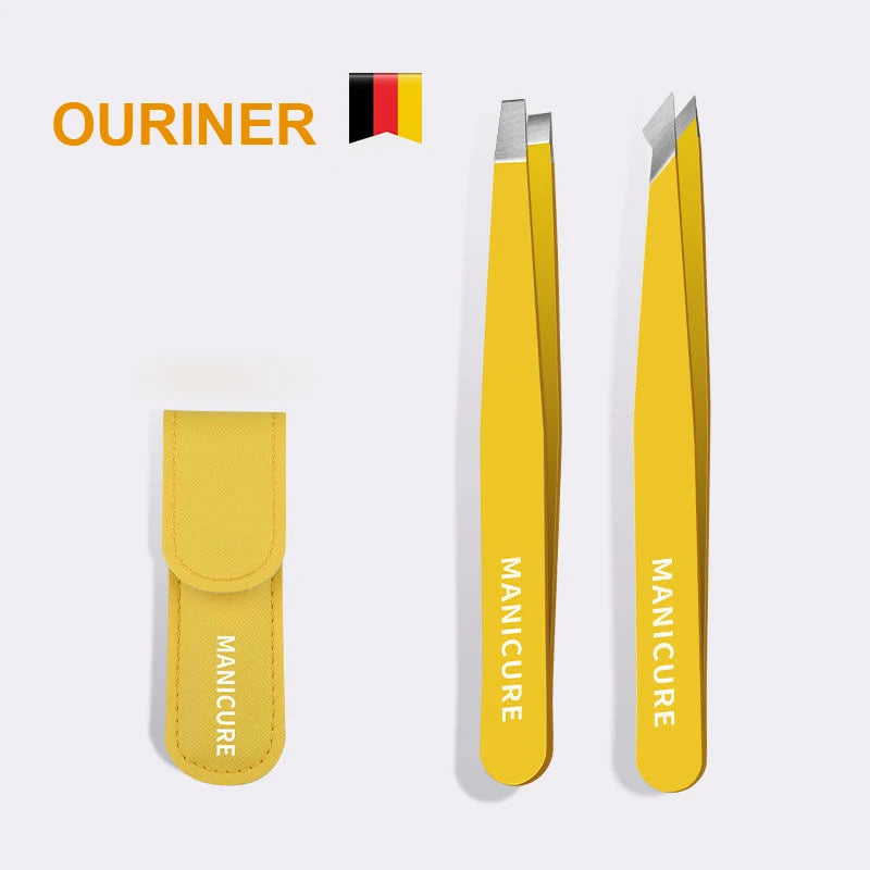 Precision Stainless Steel Tweezers For Eyebrow Hair Facial Hair Removal, Splinter, Blackhead Slant Tip Angle Tip Pointed Tip