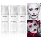 Full Coverage Matte White Liquid Foundation,Waterproof & Long-Lasting Creamy Formula for Halloween,Goth,Zombie,Cosplay Makeup