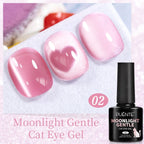 PUENTE 7.5ML Sparkling Pinkish Purple Laser Cat Magnetic Gel Nail Polish Holographic Rainbow Effect Soak Off UV Nail Art Varnish