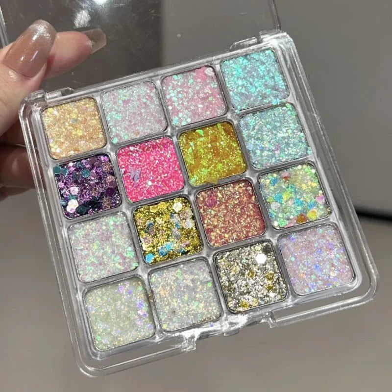 Sixteen-color sparkling magic eyeshadow palette, pearl matte bright ground color, Korean makeup eyeshadow stage performance