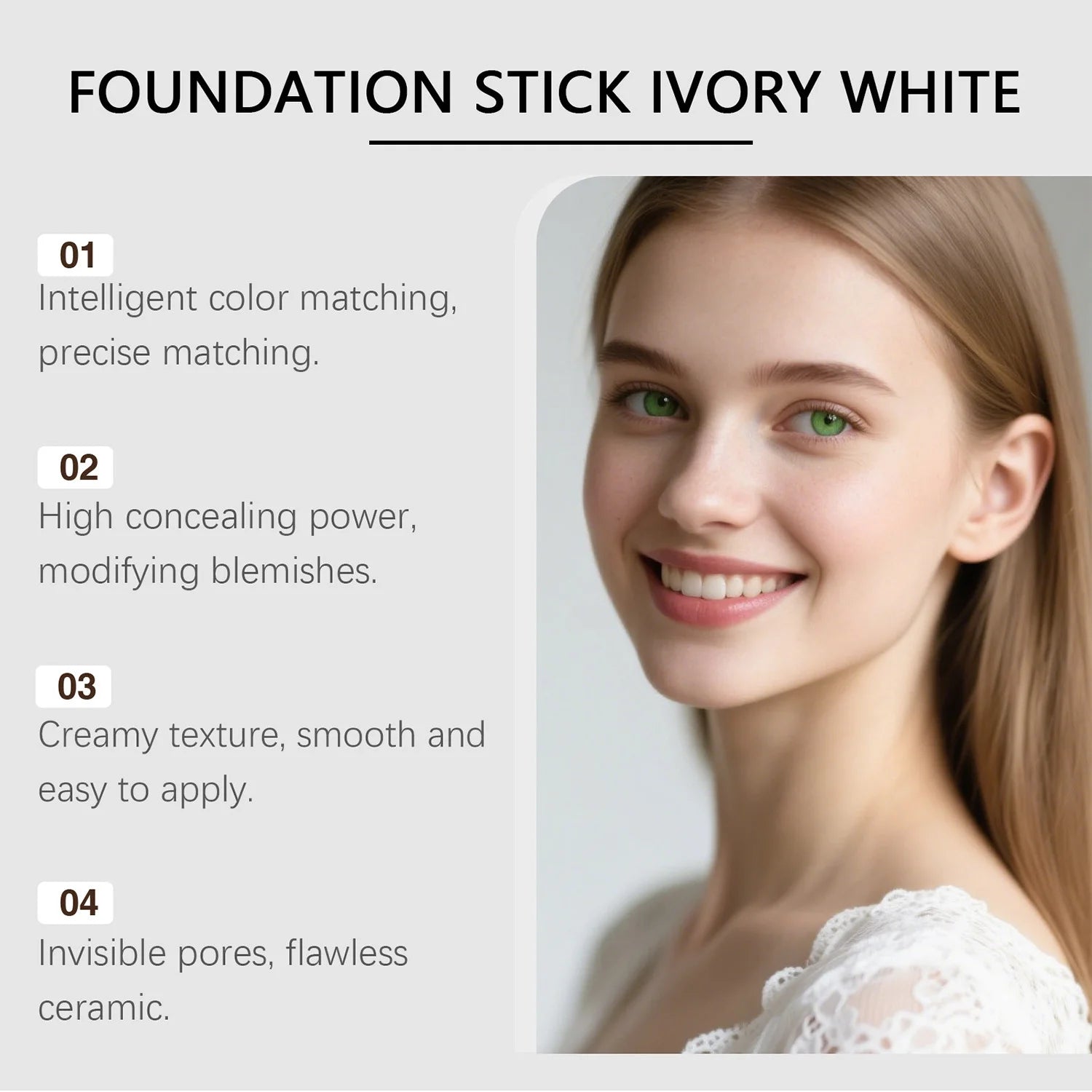 2-in-1 Color-Changing Foundation Stick - Lightweight Moisturizing Formula, Skin-Fit Coverage for All Skin Types