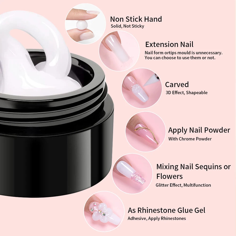 AWStorG 1Pcs/5Pcs 15g Non Stick Hand Extension Gel Nail Polish Carving Flower Nail Art Shaping Solid Acrylic Nail Gel Varnish