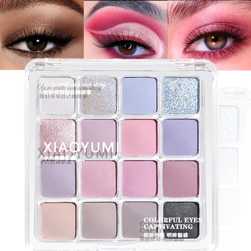 XIAOYUMI 16-Color Sunset Contour & Highlighter Palette – Waterproof, Long-Lasting, Eye & Face Makeup, Unisex, Certified