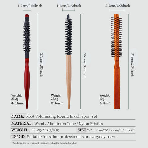 2/3Pcs Professional Small Round Hair Brush Set 8mm 11mm 16mm Hair Styling Brush Salon Curling Brush For Hairdrerssing Tool